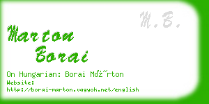 marton borai business card